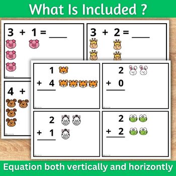 Animal Addition & subtraction fact fluency to 5 task cards for ...