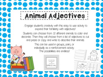 Animal Adjectives Project by Speaking of Special | TPT