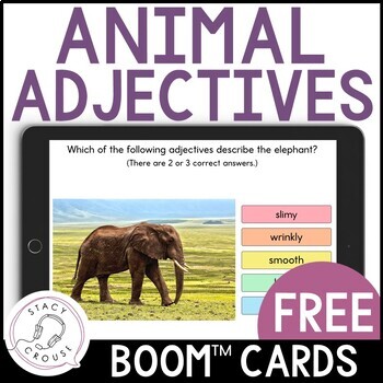 Preview of Describing Pictures BOOM™ CARDS Free Animal Activity Speech Therapy Teletherapy