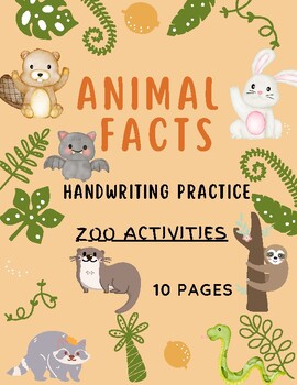 Preview of Animal Adventure Zoo Facts Journey Handwriting Practice Journal-10 pages