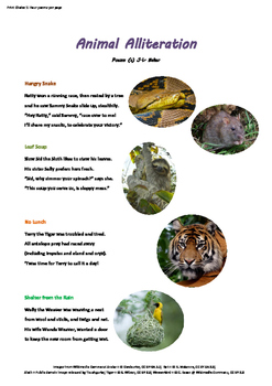 Animal Alliteration Poetry Resource for Grades 3 - 6 | TPT