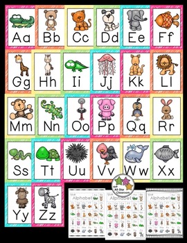 Animal Alphabet Chart and Posters (Brights) by The All-Star Classroom