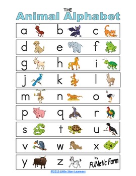 Animal Alphabet Chart by FUNetic Farm by Teresa Starr | TpT