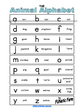 Animal Alphabet Chart by FUNetic Farm by Teresa Starr | TPT