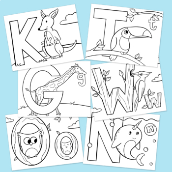 Animal Alphabet Coloring Pages by heathercashart | TPT