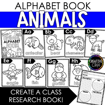 Preview of Animal Alphabet Coloring Pages: Animal Research Writing