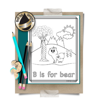 Preview of Animal Alphabet Coloring Pages:  B is for Bear