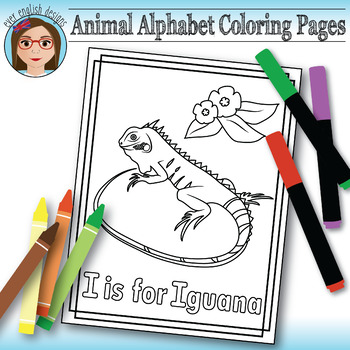 Preview of Animal Alphabet Coloring Pages: I is for Iguana