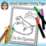 Animal Alphabet Coloring Pages: I is for Iguana