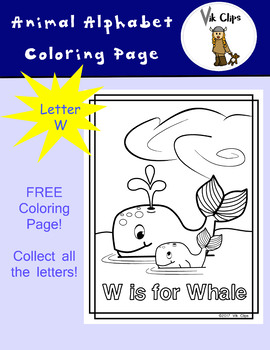 Preview of Animal Alphabet Coloring Pages: W is for Whale