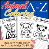 Animal Alphabet Coloring Pages | Writing Paper Art ELA Act