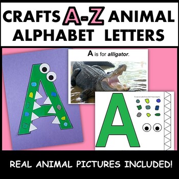Preview of Animal Alphabet Letter Crafts A-Z - Cut and Paste - Phonics Craft Set