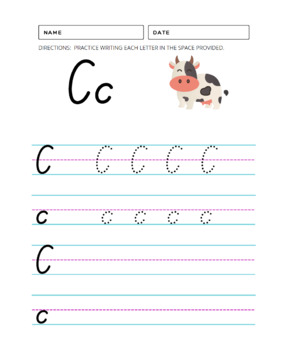 Animal Alphabet Letter Tracing Worksheets by CHALK Talk Designs | TpT