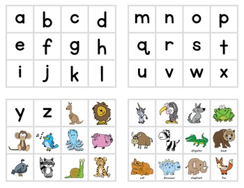 animal alphabet matching cards by designed4teaching tpt