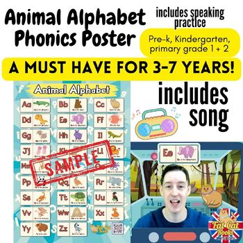 Preview of Animal Alphabet Phonics Poster pre-k kindergarten primary grade 1 to 2
