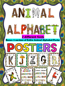 BACK TO SCHOOL - Animal Alphabet Posters - 2 different fonts | TpT