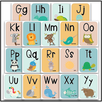 Animal Alphabet Posters - Classroom Decor - Pastel Rainbow | TpT