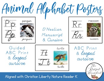 Preview of Animal Alphabet Posters (Cursive & Manuscript)