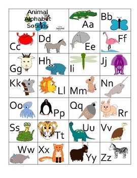 Animal Alphabet Sound Chart by Live the Learning Moments | TpT