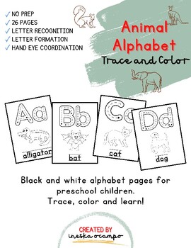 Animal Alphabet Trace And Color By Scribbles And Stars 