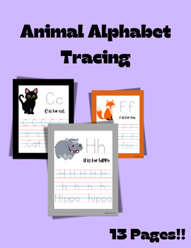 Preview of Animal Alphabet Tracing worksheets