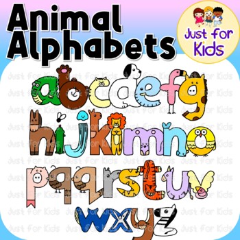 Animal Alphabet a-z lowercase Clipart By Just For Kids．54pcs by Just ...