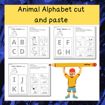 Preview of Animal Alphabet cut and paste for Preschool, Pre-K, and Kindergarten