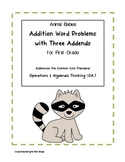 Animal Babies Addition Word Problems with Three Addends fo