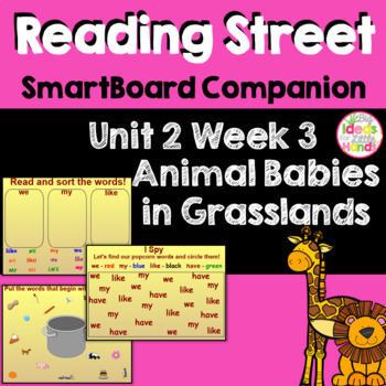 Preview of Animal Babies in Grasslands SmartBoard Companion Kindergarten