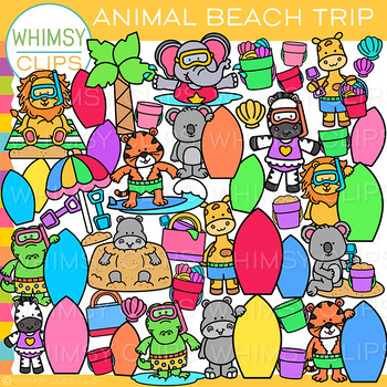 Preview of Summer Animal Beach Trip Clip Art