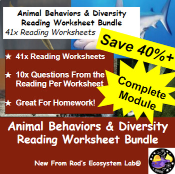 Preview of Animal Behaviors & Diversity Full Module Reading Worksheet Bundle **Editable*