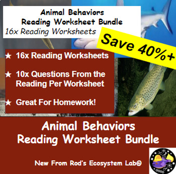 Preview of Animal Behaviors Lesson Reading Worksheet Bundle **Editable**