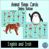 Animal Bingo Card English and Irish Ainmhithe