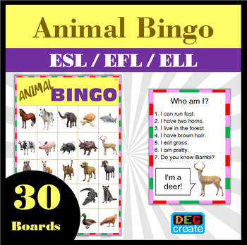 Animal Bingo Game - Calling Cards with 