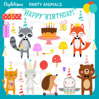 Animal Birthday Party Clipart By Clipartisan Teachers Pay Teachers