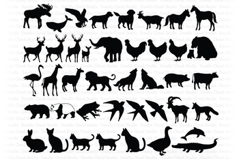 Download Animal Bundle SVG Cut Files, Animals Clipart. Wild Animals SVG, Farm Animals SVG