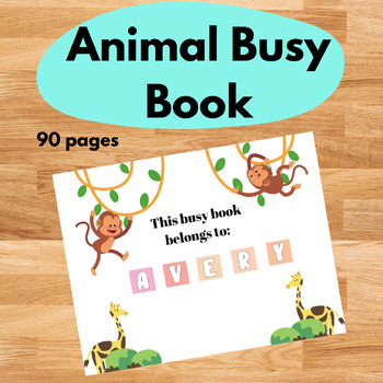 Preview of Animal Busy Book Interactive Early Learning Binder, Preschool Fine Motor Skills