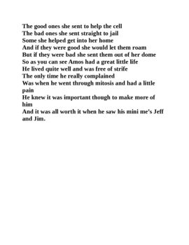 Amos the Animal Cell Poem by Gina Akins | Teachers Pay Teachers