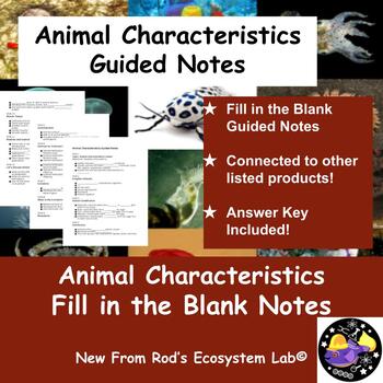 Preview of Animal Characteristics Fill in the Blank Guided Notes w/Answer Key **Editable**