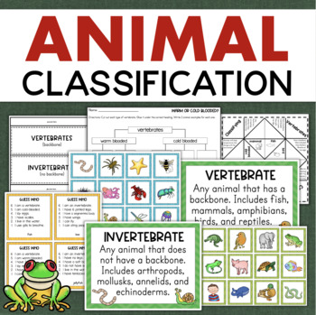 Preview of Vertebrates & Invertebrates Animal Classification Sort 3rd 4th Grade Science
