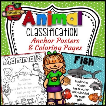 Preview of Animal Classification Anchor Posters and Coloring Pages