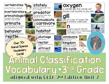 Preview of Animal Classification Science CKLA 3rd Grade Unit 2 Vocabulary Spelling Cards