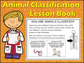 Animal Classification Characteristics Lesson Book fill in blanks & Cut &  Paste