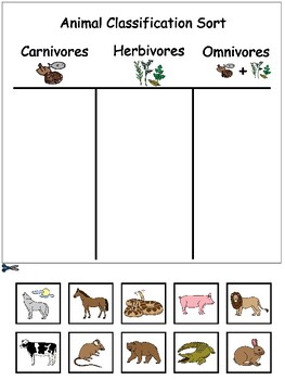 Cut and Paste Sort: Animal Classification - Carnivores, Herbivores ...