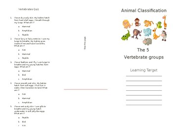 Preview of Animal Classification Foldable