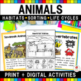 Animal Habitats Classification Life Cycles Worksheets Sort