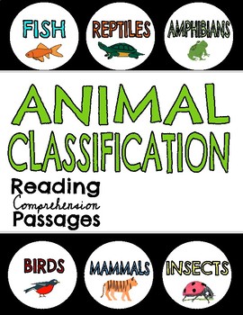 Preview of Animal Classification Informational Reading Passages & Questions & Activity