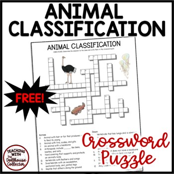 Animal Classification Science Crossword Puzzle TPT