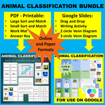 Animal Classification Sort & Match Activity - Google & Paper Combo Bundle