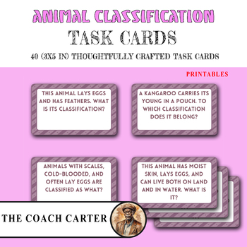 Preview of Animal Classification Task Cards for Budding Biologists (3x5in)